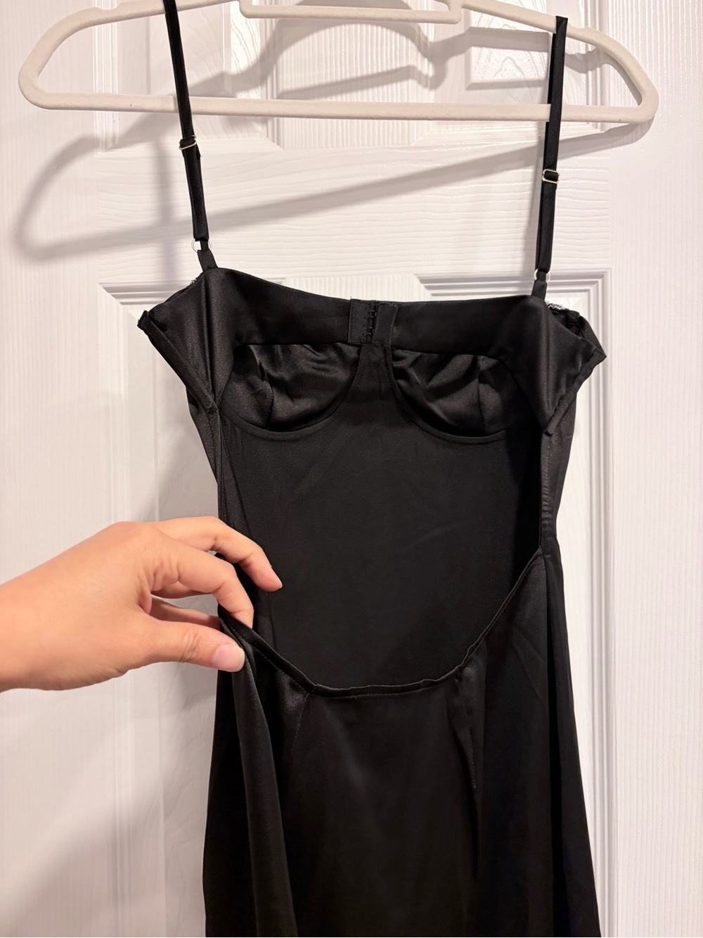 Meshki Zuleyka black satin maxi dress with slit Size Small - Picture 10 of 10